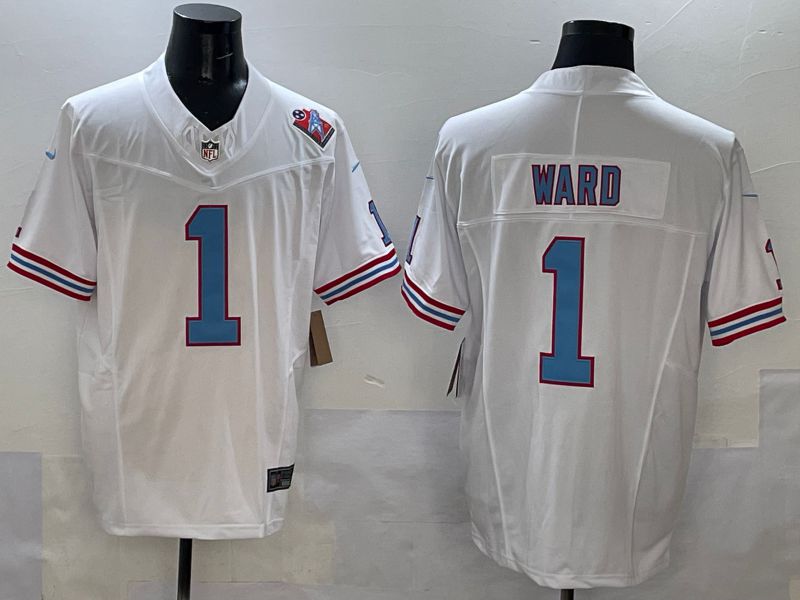Men Tennessee Titans 1 Ward White Three generations 2025 Nike Limited NFL Jersey style 1